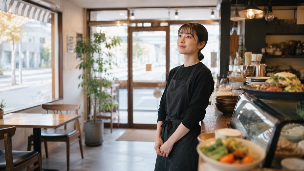 お客様を待つ飲食店の店主